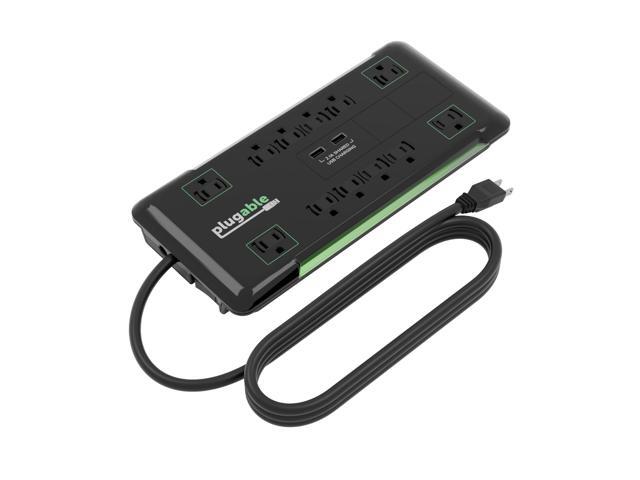 12 Outlet Power Strip 4320 Joules Surge Protection, Built-in 10.5W 2-Port USB Charger for Android and Apple Phones, Mobile Devices, 6 Foot Cable