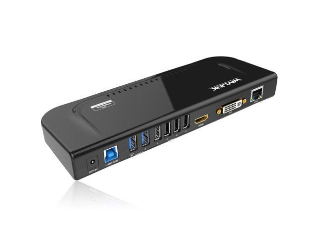 USB 3.0 and USB C Universal Docking Station Dual Video Monitor Display DVI HDMI VGA Gigabit Ethernet, Audio, 6 USB Ports for MacBook M1-M5/Neo &...
