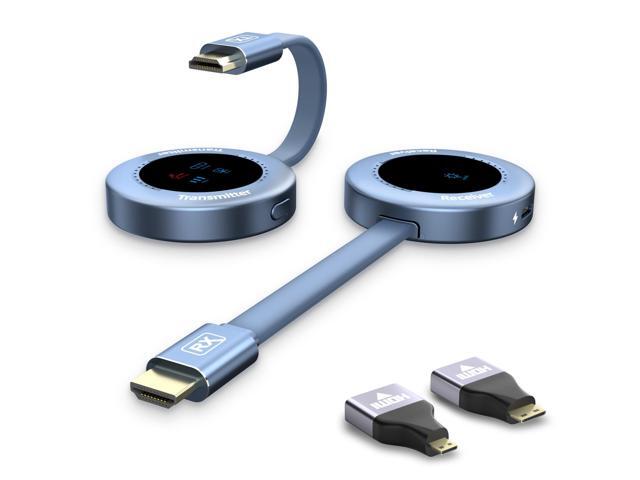 Wireless Hdmi Transmitter and Receiver, Wireless HD Extender Plug & Play Portable 2.4G/5G with LED Screen Wireless Hdmi Kit for Streaming Video and.