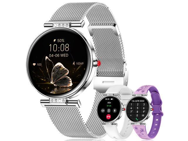 Smart Watch for Women, 1.19' AMOLED Touchscreen Fitness Watch(Calls/Notifications)3 Straps, 24H Heart Rate/Sleep Monitor/Female Cycle, 120+ Sports.