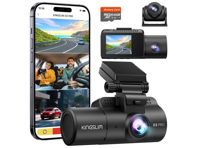 3 Channel Dash Cam Front and Rear Inside - 2.5K Car Dash Camera with 64GB Card, 5GHz WiFi Wireless Dashcam for Cars, APP Control, Super Night...