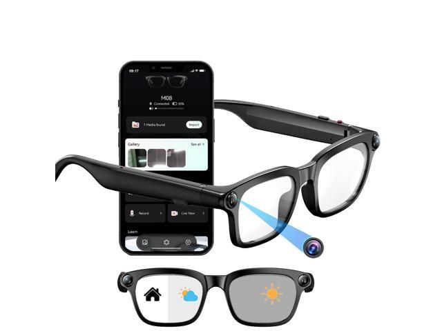 800W Ai Smart Glasses with Camera 1080P HD Video Recording, AI Translator for 160 Languages, GPT Object Recognition, Bluetooth Audio, Photochromic...