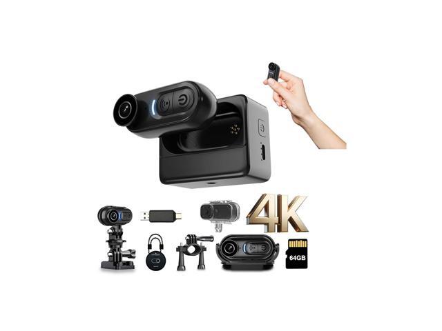4K Body Action Mini Camera - Thumb POV 64GB Cam with Audio & Video Recording, 6-Axis Image Stabilization - IPX7 Waterproof - Outdoor Indoor...