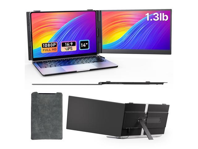 Laptop Screen Extender - Ultra-Thin 1.3lbs 14' FHD IPS Dual Portable Monitor Extension for Laptop, Attachment Plug & Play for 13-17' Laptops,...