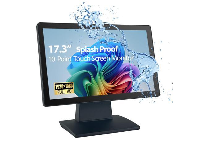 Commercial Grade 17.3 Inch 1920 x 1080 FHD Touchscreen POS Monitor, 10 Points Touch HDMI VGA, Waterproof Dustproof Screen, Indusitrial, Office,...