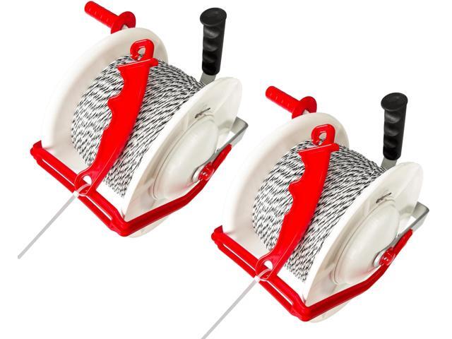 2 Pack 3:1 Geared Electric Fencing Standard Reel with 1969ft Premium Polywire 6 Conductors Plus 2 Free 8 inch Insulgrip