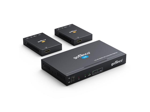 1x2 HDMI Extender/Splitter Over Cat6/7 (HD20Ext-2P) 1080p up to 197ft/60m, 4K60Hz up to 115ft/35m, HDR, HDCP 2.2, IR, EDID, PoC, Loopout, 5.1-ch...