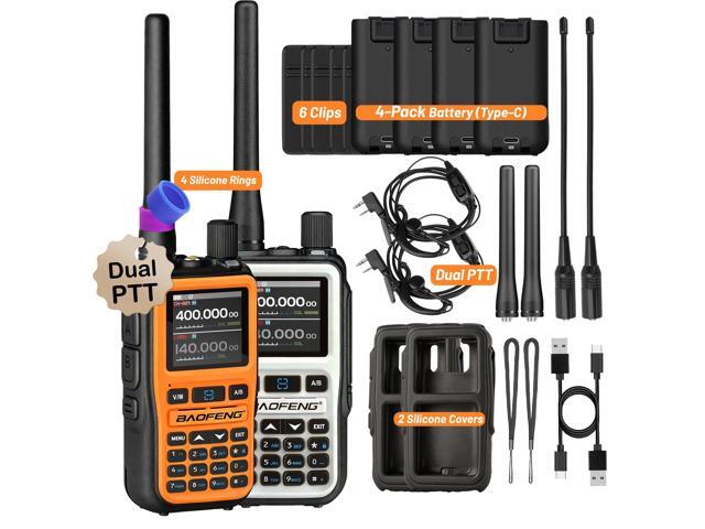 UV-5R Mini Ham Radio Dual Band VHF/UHF Radio with Extra Battery Earpiece for Outdoor Work - Rechargeable USB-C Portable Radio for Hiking Backup.