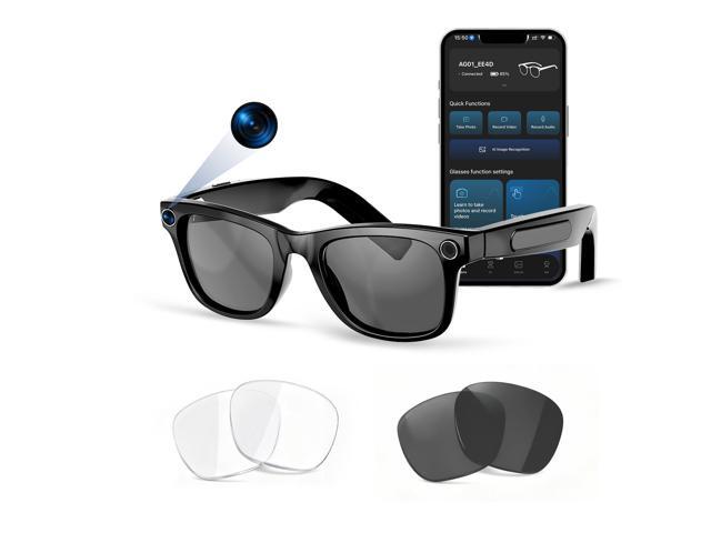 AI Smart Glasses with Voice Assistant, 8MP HD Camera Glasses, 1080P Video Recording Sunglasses, Dual Core Chip Noise Reduction, RealTime.