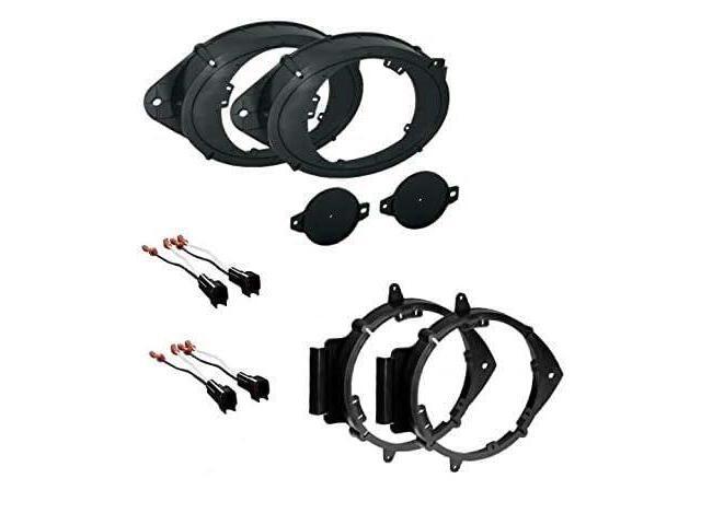 2 Pair 6' 6.5' 6.75' (or 6x9 Front) Car Speaker + Tweeter Install Mount Bracket Plates with Wire Connectors- Made for Some Chevrolet GMC GM:...
