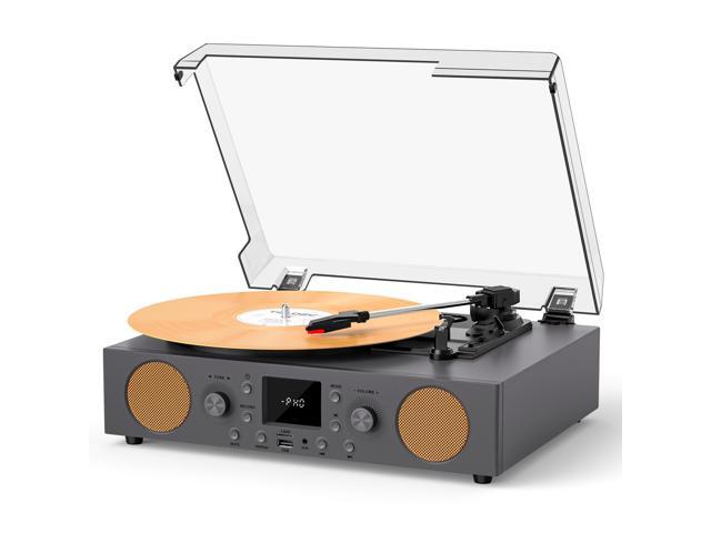 Vinyl Record Player with Speakers, 10 in 1 Vinyl Record with USB Recording Mute Sound, 3 Speed Vintage Turntable with Bluetooth FM Radio RCA Line.