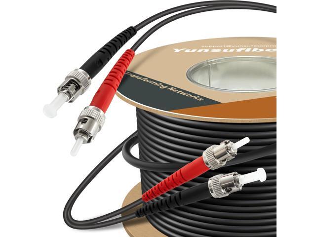 165ft / 50m Outdoor Armored OD-5mm OM1 ST to ST Fiber Cable, Multimode Duplex 62.5/125 MMF, ST-ST Fiber Optic Patch Cable