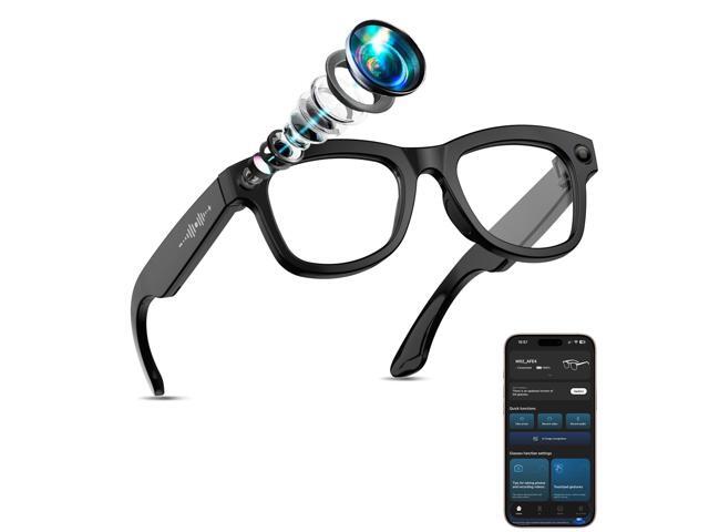 AI Smart Glasses with Camera Stabilization - 8MP POV Video Recording, Real-Time AI Translation, Smart Assistant, Dual-Mic Noise Canceling for...