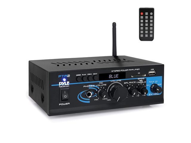 Home Audio Power Amplifier System - 2X40W Bluetooth Mini Dual Channel Mixer Sound Stereo Receiver Box w/ AUX, Mic Input - For Amplified Speakers,...