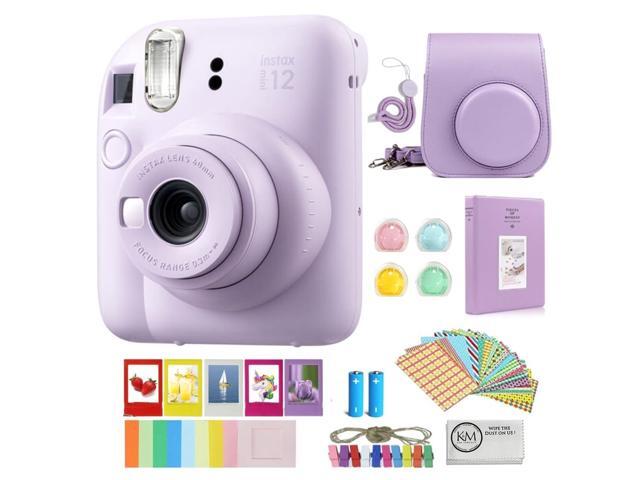 INSTAX Mini 12 Instant Film Camera Lilac Purple Bundled with Instax Accessory Bundle + Cleaning Cloth (8 Items)