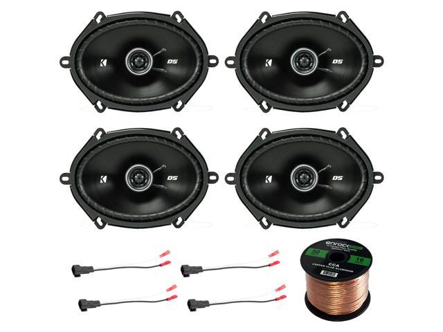 4x Kicker D-Series 6x8' 200 Watt 2-Way 4-Ohm Car Coaxial Speakers, 4X Enrock 16 Gauge Speaker Harness Adapter W/ Red Bullet for Select Ford...