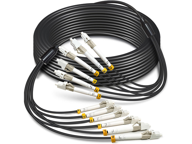 15 Meters 6 Core OM3 Multimode Industrial TPU LC to LC Outdoor Armored Fiber Patch Cable, Direct Burial 6 Strands Fiber Optic Cable, 10Gb Duplex...
