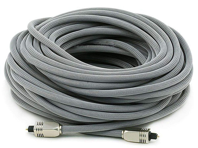103448 Premium S/PDIF (Toslink) Digital Optical Audio Cable - Silver - 75ft Heavy Duty Mesh Jacket, Metal Connector Heads, for Play Station, Xbox...