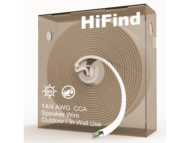14/4 Gauge AWG Outdoor Speaker Wire Bulk 300 FT With Easy Pull Box, LLDPE UV Resistant Low Voltage CCA 4 Conductors Cable, CL2 In-Wall Burial for...