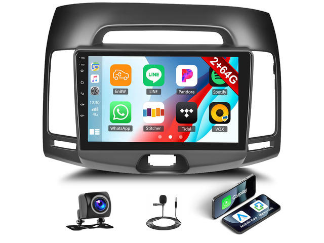 [2+64G]Android 15 Car Stereo for Hyundai Elantra 2007 2008 2009 2010 with Wireless Carplay & Android Auto,9 Inch Touch Screen Car Radio with GPS WiFi...