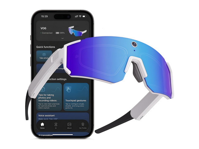 Sport AI Smart Sunglasses with 4K POV Camera Audio & Video, Real-Time Translation, AI Voice Assistant, Internal Storage, Unisex for Cycling &...