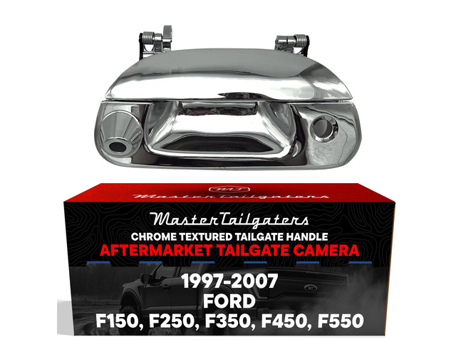 Chrome Tailgate Handle with Backup Camera Replacement for Ford F150 F250 F350 F450 F550 (1997-2007) IP68 Waterproof Parking Grid Lines...