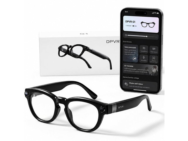 AI Smart Glasses with Camera and Bluetooth 8MP HD Camera Glasses for Men & Women, Video Recording Glasses with Voice Assistant, 144-Language...