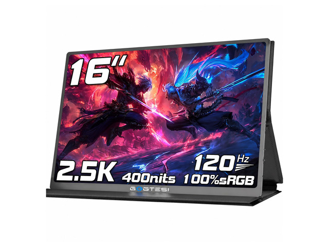 16 Inch 120Hz Portable Gaming Monitor, 100% sRGB 2.5K QHD 400nits Portable Monitor with HDR, Ultra Slim, Eye Care, External Second Screen for...