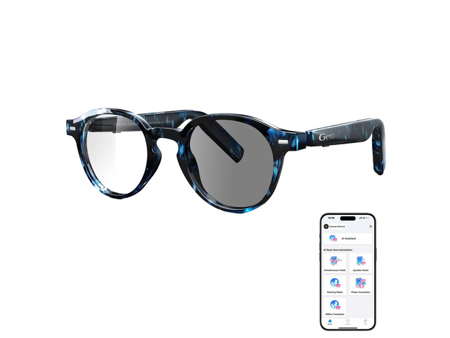 AI Glasses for Men & Women - Blue Tortoiseshell Smart Glasses with 145-Language Translation, Blue Light Blocking, Polarized & Photochromic...