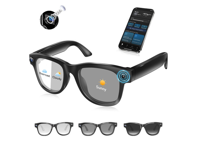 AI Smart Glasses with 4K Camera & Audio Bluetooth Video Recording Sunglasses with ChatGPT Translation, Voice Control, EIS Stabilization, Object...