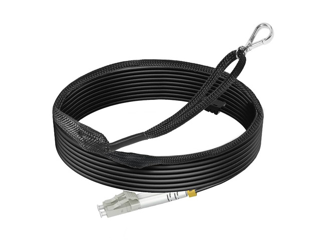 100m/330ft OM3 LC to LC Outdoor Armored Fiber Patch Cable, Direct Burial Industrial TPU, Multimode (50/125) with Pulling Eye Kit Installed on one...