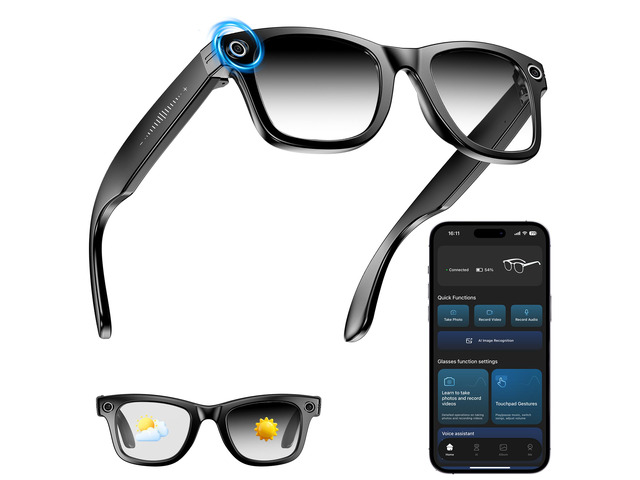 AI Smart Camera Glasses for Men Women, 4K Photography,1080P HD Video Recording,Real-Time Translation, Open-Ear Audio,Voice Assistant, Lightweight...