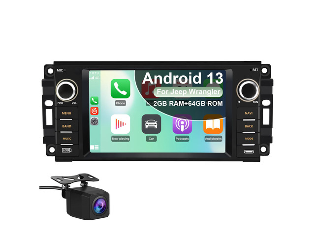 Android 13 Car Radio Stereo for Jeep Wrangler JK 2007-2018 Dodge RAM 1500 2500 3500 2009-2012 4 Core CPU 2G RAM 64G ROM with Wireless...