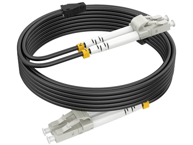 300ft/92m OM3 LC to LC Fiber Patch Cable, Outdoor Fiber Optical Patch Cable Multimode, 10/40GB Duplex 50/125um LSZH Black