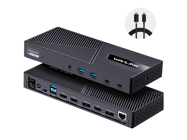 USB-C Triple Monitor Docking Station for MacBook M1-M5/Neo & Windows 100W PD, 3×HDMI/2×DisplayPort, 6x10Gbps USB Ports, Gigabit Ethernet, Ideal...