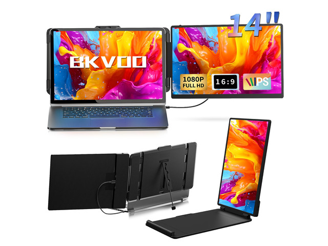 Laptop Screen Extender Travel Monitor - 14' Dual Portable Monitor IPS FHD 1080P Travel Work Extra Screen Plug n Paly USB-C HDMI Port Compatible...