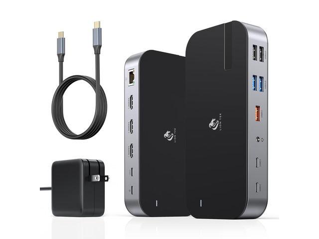 Laptop Docking Station,16 in 1 USB C Docking Triple Monitor,USB C Dock Station with 3 HDMI,PD 100W, USB 3.1/3.0/2.0,RJ 45 Ethernet,microSD/SD...