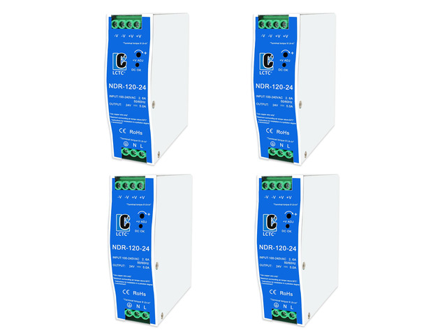 24Vdc Power Supply NDR 120W;Dual Output (Input:100-240VAC,Output:24VDC,50/60HZ) Power Supply Switch Switching Converter DC (24V 5A)(4pcs)