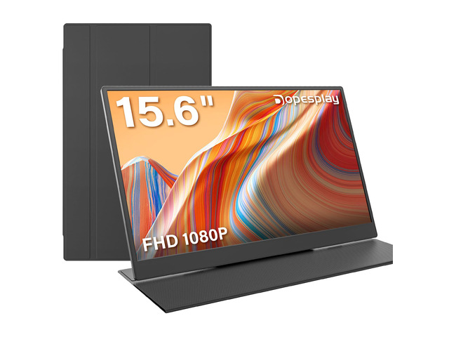 Portable Monitor with Carry Case, 15.6' FHD 1080P IPS Travel Monitor for Laptop, Foldable Stand Included USB-C Screen Extender for Laptop Mac PC...