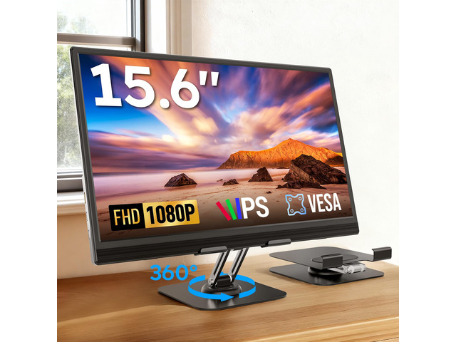 Portable Monitor, 15.6' FHD 1080P Portable Screen for Laptop with Adjustable Stand, USB-C HDMI Second External Monitor, Travel Screen Extender for...