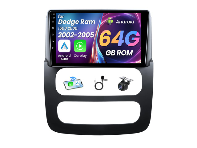 4Core + 64GB ROM Car Radio for Dodge Ram 1500 2500 3500 2002-2005: 9 Inch 1280x800 IPS Touchscreen Upgrade with Wireless CarPlay/Android Auto...