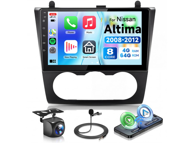 8 CORE 4G+64G for Nissan Altima 2008-2012 Car Radio Stereo, Wireless CarPlay Android Auto 9 Inch 1280 * 720P IPS Touch Screen 32-Band DSP Android...