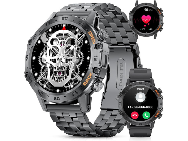 Military Smart Watch for Men(Answer/Dial Calls),1.39''HD Touchscreen,100 Sports Modes, 5ATM Waterproof Fitness Watch,with Blood Pressure/Heart...