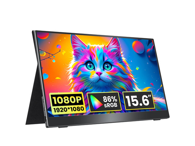 Portable Monitor for Laptop MacBook Surface PC Xbox PS5, Travel Monitor Second Screen for Laptop, HDMI USB-C VESA Compatible Built-in Speaker, 15.6