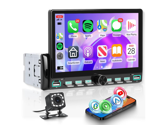 Single Din Car Stereo with Wireless A-pple Carplay Android Auto You-Tube, 7' IPS Touch Screen Car Radio 1 Din with Piano Keys Support Backup Camera...
