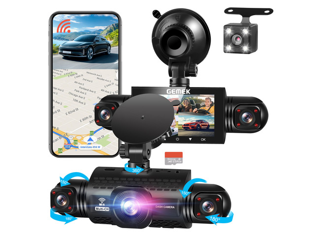 360 Degree View 4 Channel Dash Cam 5G WiFi & App Control, 2K Front and Rear Inside, Left and Right Dash Camera for Cars, Free 64GB TF Card,...