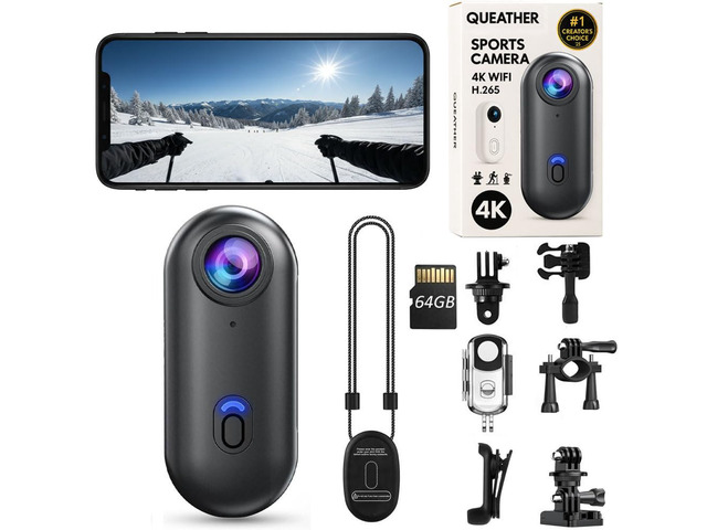 4K POV Thumb Action Camera Wearable Mini Body Camera Clip On Waterproof Hands-Free Body Cam Video Recorder for Ski Cycling Running Swimming Hiking...