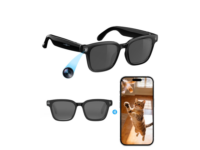 Smart-Glasses with Camera and Audio, 8MP HD Camera Smart-Sunglasses for Men Women, 1080P Video Recording AI Glasses, Real Time Translation, Voice...