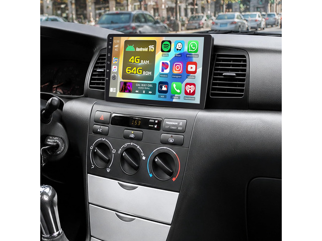 5Ghz WiFi 4G+64G Android 15 Car Radio for Toyota Corolla EX 2005-2012 Car Stereo with Wireless Carplay Android Auto, 9 Inch HD Touchscreen with...