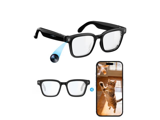 Smart-Glasses with Camera and Audio, 8MP HD Camera Blue-Light Glasses for Men Women, 1080P Video Recording AI Glasses, Real Time Translation, Voice...